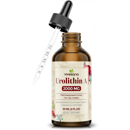 ViveSano Dietary Supplement Urolithin A 2000MG Liquid Drops with Pomegranate Extraet ViveSano Dietary Supplement Urolithin A 2000MG Liquid Drops with Pomegranate Extraet