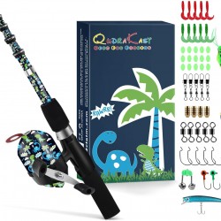 QudraKast Kids Fishing Pole – 120cm RAWRR Dinosaur Rod & Reel Combo | Fun & Portable Starter Kit Gift for Boys & Girls
