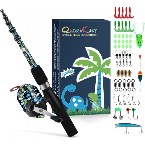 QudraKast Kids Fishing Pole – 140cm RAWRR Dinosaur Rod & Reel Combo | Fun & Portable Starter Kit Gift for Boys & Girls QudraKast Kids Fishing Pole – 140cm RAWRR Dinosaur Rod & Reel Combo | Fun & Portable Starter Kit Gift for Boys & Girls