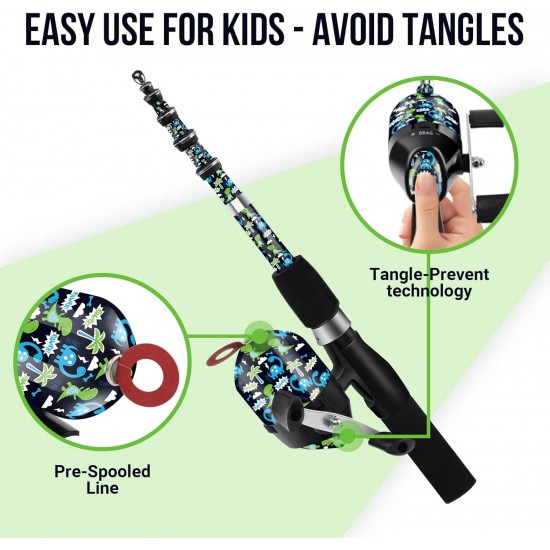 QudraKast Kids Fishing Pole – 140cm RAWRR Dinosaur Set-Carrier Bag | All-in-One Telescopic Combo for Ages 3–10 QudraKast Kids Fishing Pole – 140cm RAWRR Dinosaur Set-Carrier Bag | All-in-One Telescopic Combo for Ages 3–10
