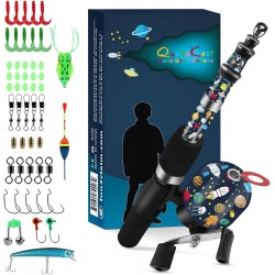 QudraKast Kids Fishing Pole – 140cm Universe Travel Rod & Reel Combo | Tangle-Free Combo for Ages 4–10