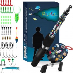 QudraKast Kids Fishing Pole – 120cm Universe Travel Rod & Reel Combo | Tangle-Free Combo for Ages 4–10