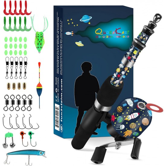 QudraKast Kids Fishing Pole – 140cm Universe Travel Rod & Reel Combo | Tangle-Free Combo for Ages 4–10 QudraKast Kids Fishing Pole – 140cm Universe Travel Rod & Reel Combo | Tangle-Free Combo for Ages 4–10