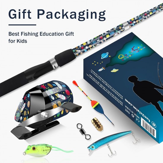 QudraKast Kids Fishing Pole – 140cm Universe Travel Rod & Reel Combo | Tangle-Free Combo for Ages 4–10 QudraKast Kids Fishing Pole – 140cm Universe Travel Rod & Reel Combo | Tangle-Free Combo for Ages 4–10