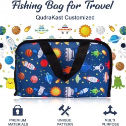 QudraKast Kids Fishing Pole – 120cm Universe Travel Set-Carrier Bag | Tangle-Free Reel + EVA Handle