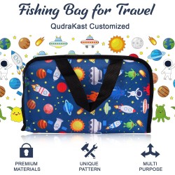 QudraKast Kids Fishing Pole – 120cm Universe Travel Set-Carrier Bag | Tangle-Free Reel + EVA Handle
