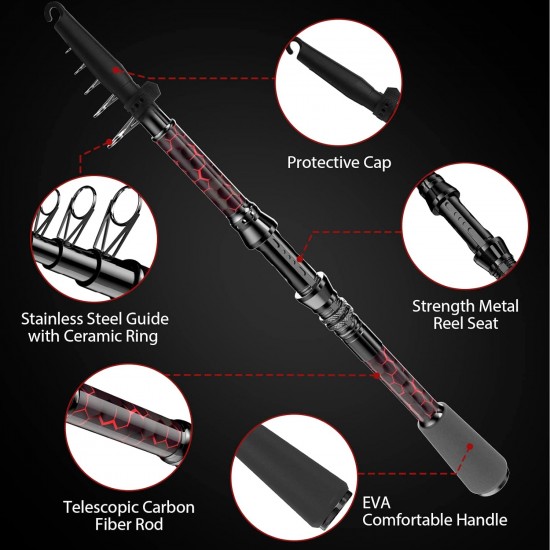 QudraKast 180cm Telescopic Fishing Rod Combo Set-Carrier Bag – Carbon Fiber Rod, Reel & Tackle Box | X-Warping Design for Beginners (Red) QudraKast 180cm Telescopic Fishing Rod Combo Set-Carrier Bag – Carbon Fiber Rod, Reel & Tackle Box | X-Warping Design for Beginners (Red)